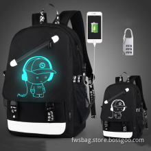INEO Luminous Kids Trolley School Bag With Wheels High School Bag For Laptops Custom Logo